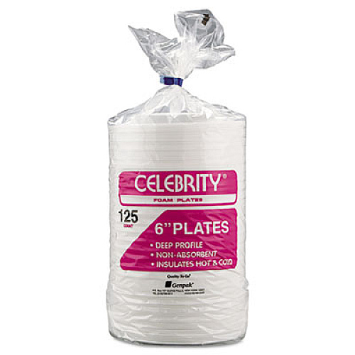 Genpak Foam Dinnerware, Plate, 6" Dia, White, 125/pack, 8 Packs/carton (80600)