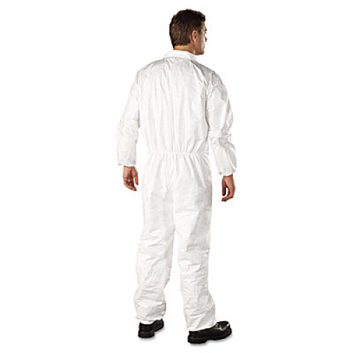 DuPont Tyvek Elastic-Cuff Coveralls, HD Polyethylene, White, Large, 25/Carton (TY125SL)