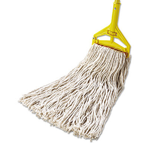 Rubbermaid Commercial Cotton/Synthetic Cut-End Blend Mop Head, 24 oz, 1" Band, White, 12/Carton (F51812WHI)