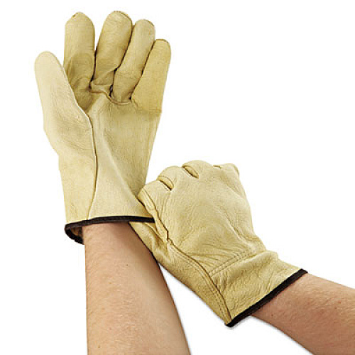 MCR Safety Unlined Pigskin Driver Gloves, Gunn Cut, Straight Thumb, Large, Cream, 12 Pairs (3400L)