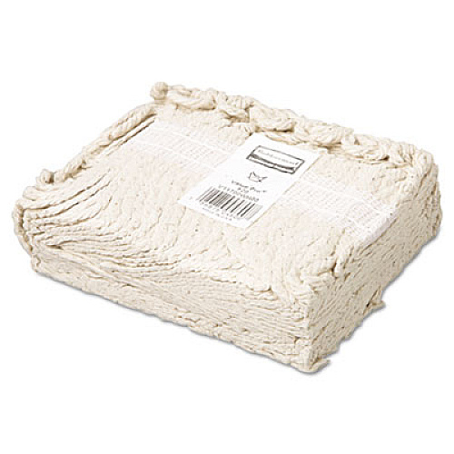 Rubbermaid Commercial Non-Launderable Economy Cut-End Cotton Wet Mop Head, 20 oz, 1" Band, White, 12/Carton (V117)