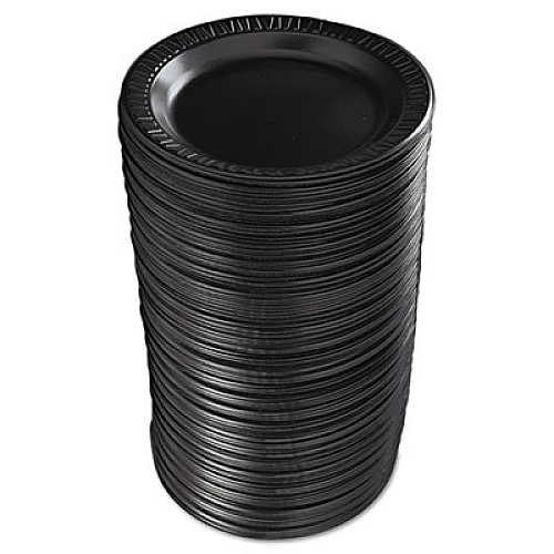 Dart Quiet Classic Laminated Foam Dinnerware, Plate, 9" dia, Black, 125/Pack, 4 Packs/Carton (9PBQR)