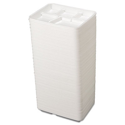 Genpak FOAM SCHOOL TRAYS, 5-COMPARTMENT, 8.4 X 10.4 X 1.25, WHITE, 500/CARTON (10500)