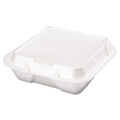 Genpak Snap It Foam Container, 3-Comp, 9 1/4 X 9 1/4 X 3, White, 100/bag, 2 Bags/carton (SN203)