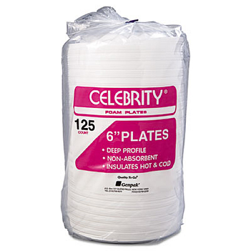 Genpak Foam Dinnerware, Plate, 6" Dia, White, 125/pack, 8 Packs/carton (80600)
