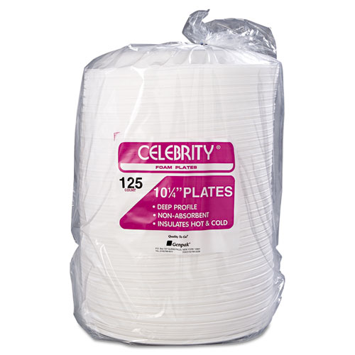 Genpak Foam Dinnerware, Plate, 10 1/4" Dia, White, 125/pack, 4 Packs/carton (81000)