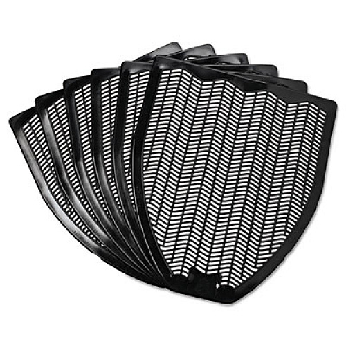 Impact Disposable Urinal Floor Mat, Shield-Shaped, Fresh Blast Scent, Black Non-Slip Perforated Surface, 17.5" x 20.38", 6/Carton (15255)