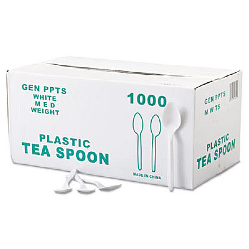 GEN Medium-Weight Cutlery, Teaspoon, White, 100/box, 10 Boxes/carton (GENPPTS10100)