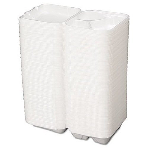 Genpak Snap It Foam Container, 3-Comp, 8 1/4 X 8 X 3, White, 100/bag, 2 Bags/carton (SN243)