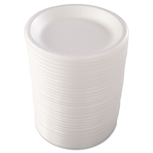 Genpak Foam Dinnerware, Plate, 10 1/4" Dia, White, 125/pack, 4 Packs/carton (81000)