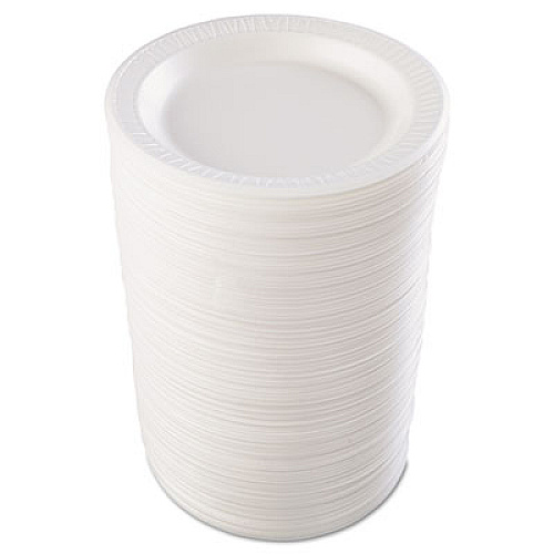 Dart Quiet Classic Laminated Foam Dinnerware, Plate, 9" dia, White, 500/Carton (9PWQR)