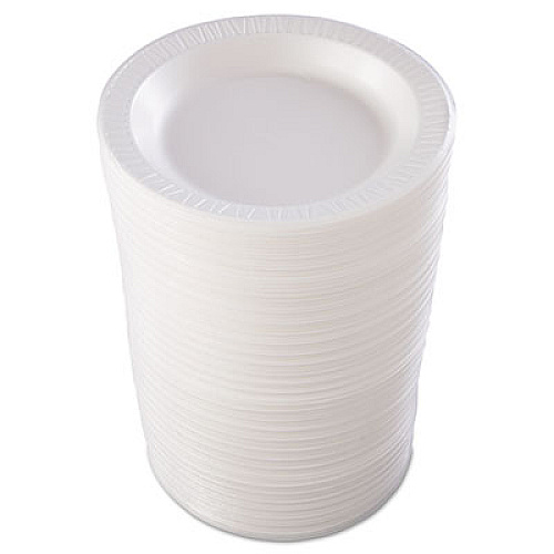 Dart Quiet Classic Laminated Foam Dinnerware, Plate, 10.25" dia, White, 125/Pack, 4 Packs/Carton (10PWQR)