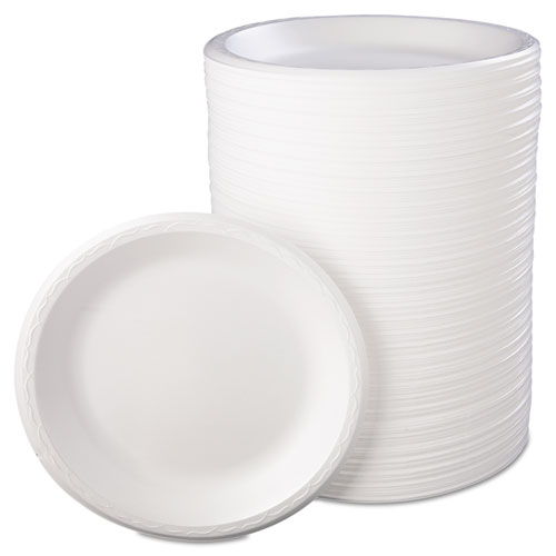 Genpak Foam Dinnerware, Plate, 10 1/4" Dia, White, 125/pack, 4 Packs/carton (81000)