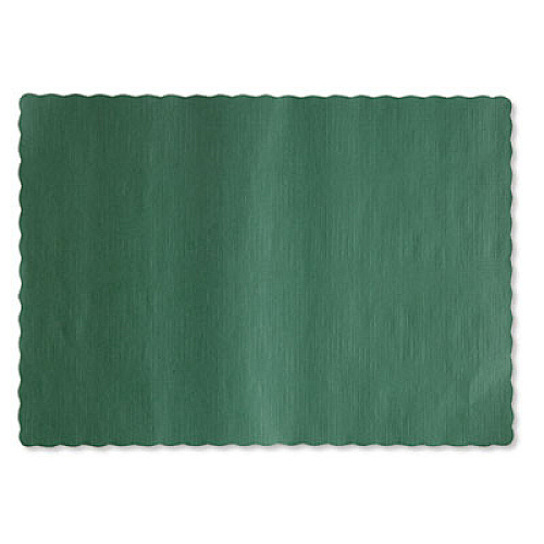 Hoffmaster Placemats, Smooth Surface, Scalloped Edges, 13.5" x 9.5", Hunter Green, 1,000/Carton (310528)