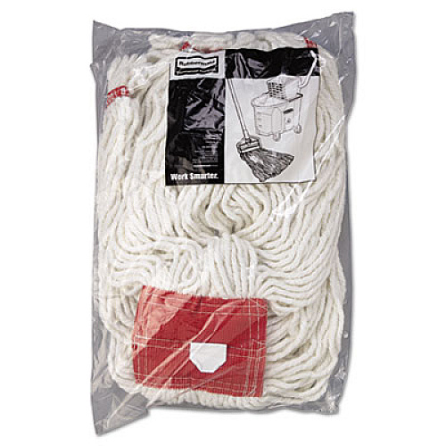 Rubbermaid Commercial Web Foot Wet Mop Head, Shrinkless, Cotton/Synthetic, Large, White,  6/Carton (A253WHI)