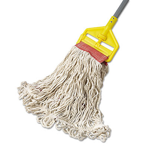 Rubbermaid Commercial Web Foot Wet Mop, Cotton/synthetic, White, Large, 5" Red Headband, 6/carton (A153WHI)