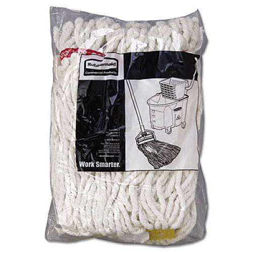 Rubbermaid Commercial Web Foot Wet Mop Head, Shrinkless, White, Small, Cotton/Synthetic, 6/Carton (A211WHI)