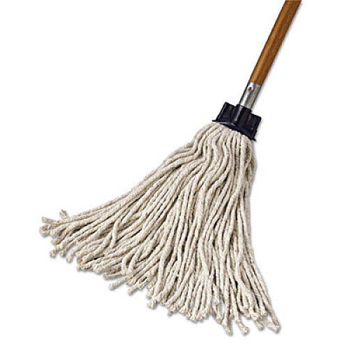 Rubbermaid Commercial Replacement Mop Head For Mop/handle Combo, Cotton, White, 12/carton (G04300)
