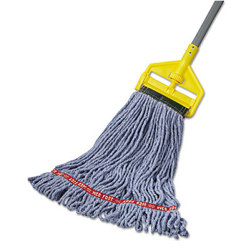Rubbermaid Commercial Web Foot Wet Mop Head, Shrinkless, Cotton/Synthetic, Medium, Blue, 6/Carton (A252BLU)