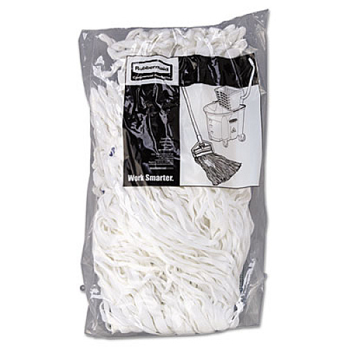 Rubbermaid Commercial Clean Room Maintenance Mop Head, Rayon, Loop-End, Medium, White, 12/Carton (T300)