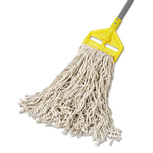 Rubbermaid Commercial Non-Launderable Premium Cut-End Cotton Wet Mop Head, 24 oz, White, 1" White Band, 12/Carton (F11812)