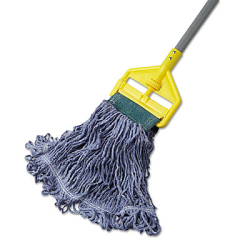 Rubbermaid Commercial Super Stitch Blend Mop Head, Cotton/Synthetic, Medium, Blue, 6/Carton (D252BLU)