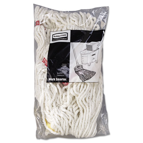 Rubbermaid Commercial Web Foot Wet Mop Head, Shrinkless, Cotton/synthetic, White, Small, 6/carton (A251WHI)