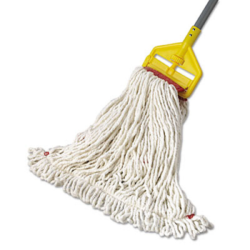 Rubbermaid Commercial Web Foot Wet Mop Head, Shrinkless, Cotton/Synthetic, Large, White,  6/Carton (A253WHI)