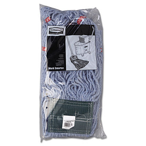 Rubbermaid Commercial Web Foot Wet Mop Head, Shrinkless, Cotton/Synthetic, Medium, Blue, 6/Carton (A252BLU)
