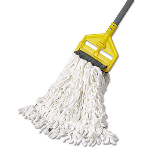 Rubbermaid Commercial Clean Room Maintenance Mop Head, Rayon, Loop-End, Medium, White, 12/Carton (T300)