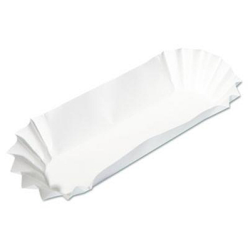 Hoffmaster Fluted Hot Dog Trays, 6 x 2 x 2, White, Paper, 500/Sleeve, 6 Sleeves/Carton (610740)