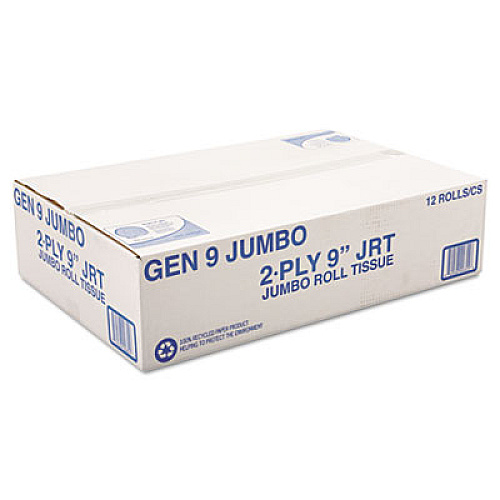 General Supply Jumbo Roll Bath Tissue, Septic Safe, 2-Ply, 3.3" x 700 ft, White, 12 Rolls/Carton (9JUMBOB)
