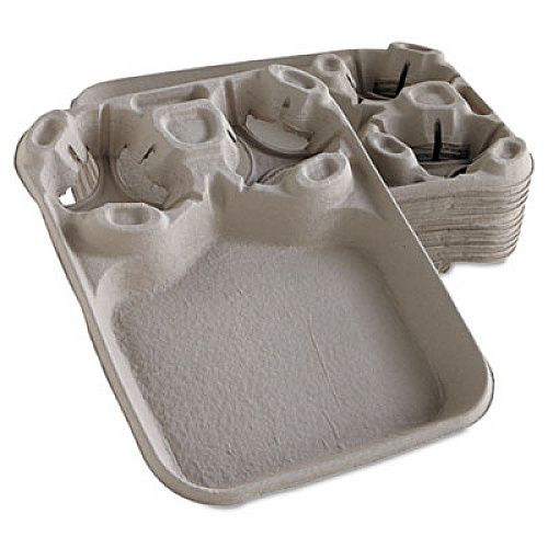 Chinet StrongHolder Molded Fiber Cup/Food Tray, 8 oz to 44 oz, Two Cups + Food Tray, Beige, 100/Carton (20990CT)