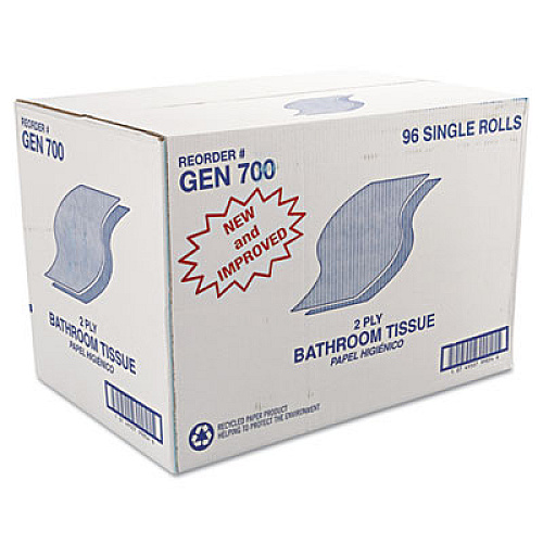 GEN BATH TISSUE, WRAPPED, SEPTIC SAFE, 2-PLY, WHITE, 420 SHEETS/ROLL, 96 ROLLS/CARTON (GEN700)