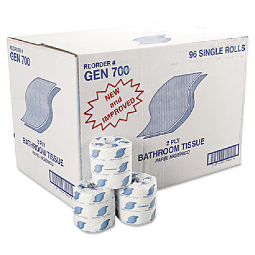 GEN BATH TISSUE, WRAPPED, SEPTIC SAFE, 2-PLY, WHITE, 420 SHEETS/ROLL, 96 ROLLS/CARTON (GEN700)