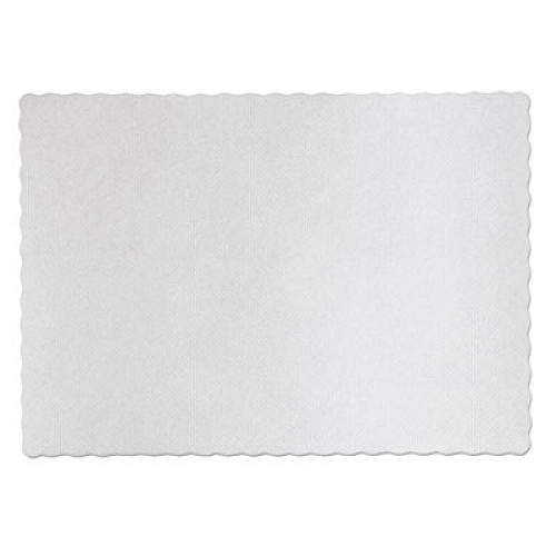 Hoffmaster Placemats, Knurl Embossed Surface, Scalloped Edges, 13.5" x 9.5", White, 1,000/Carton (PM32052)