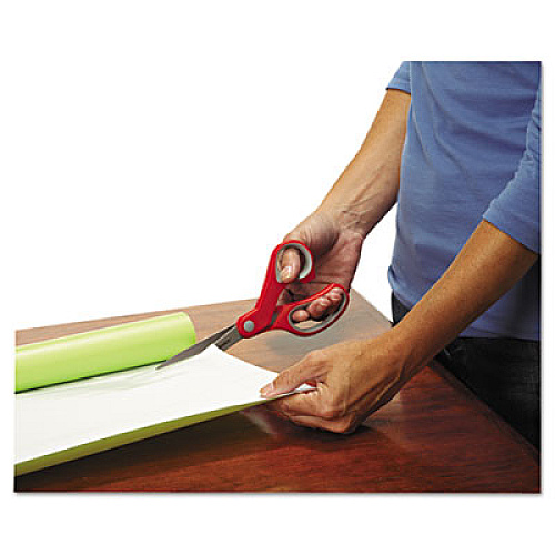 Scotch Multi-Purpose Scissors, 8" Long, 3.38" Cut Length, Gray/Red Straight Handle (1428)