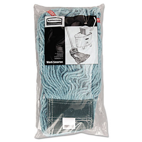 Rubbermaid Commercial Web Foot Wet Mop Head, Shrinkless, Cotton/Synthetic, Medium, Green, 6/Carton (A252GRE)