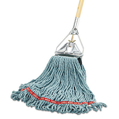 Rubbermaid Commercial Web Foot Wet Mop Head, Shrinkless, Cotton/Synthetic, Medium, Green, 6/Carton (A252GRE)