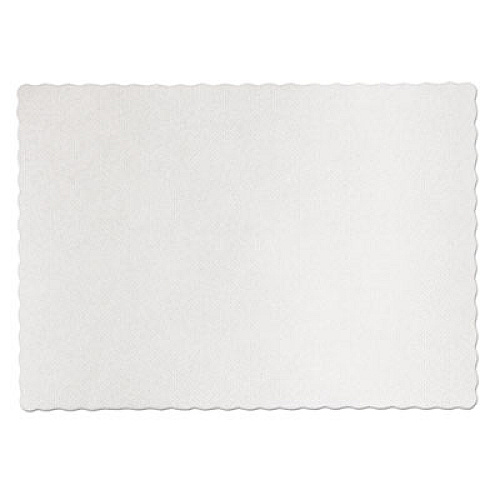 Hoffmaster Placemats, Knurl Embossed Surface, Scalloped Edges, 13.5" x 9.5", White, 1,000/Carton (PM32052)