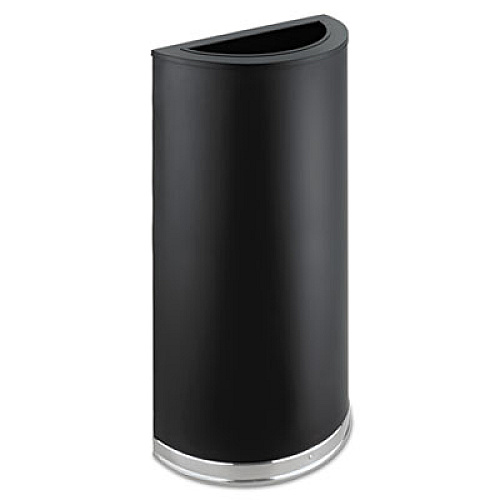 Safco Half-Round Receptacle, 15 gal, Steel, Black (9940BL)