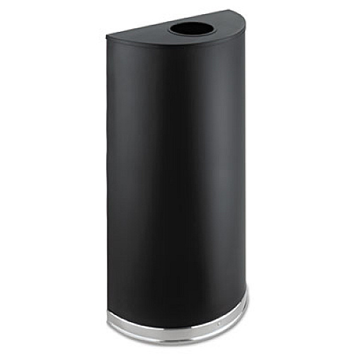 Safco Half-Round Receptacle, 15 gal, Steel, Black (9940BL)