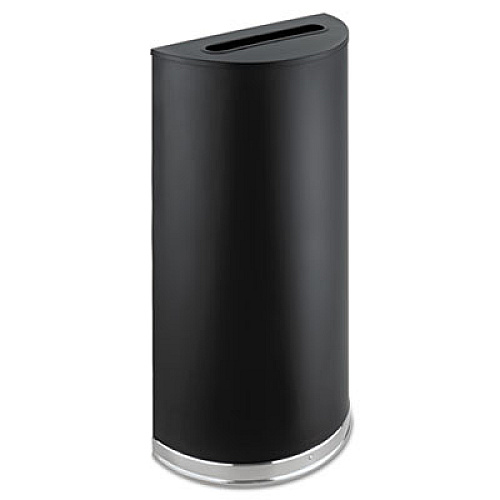 Safco Half-Round Receptacle, 15 gal, Steel, Black (9940BL)