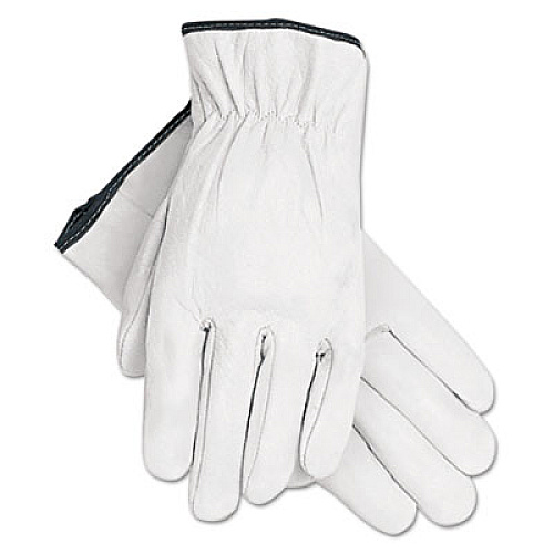 MCR Safety Grain Goatskin Driver Gloves, Gunn Cut, Straight Thumb, X-Large, White, 12 Pairs (3601XL)
