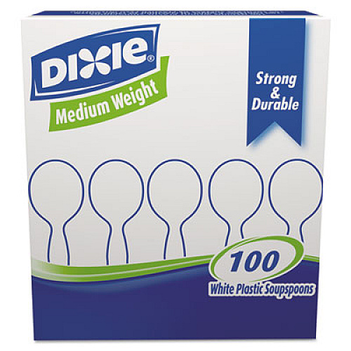 Dixie Plastic Cutlery, Heavy Mediumweight Soup Spoon, 100/Box (SM207)