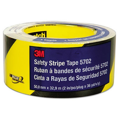 3M Safety Stripe Tape, 2" x 108 ft, Black/Yellow (57022)