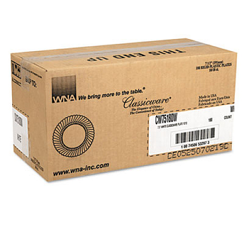 WNA Classicware Plates, Plastic, 7.5" dia, White, 180/Carton (CW75180W)