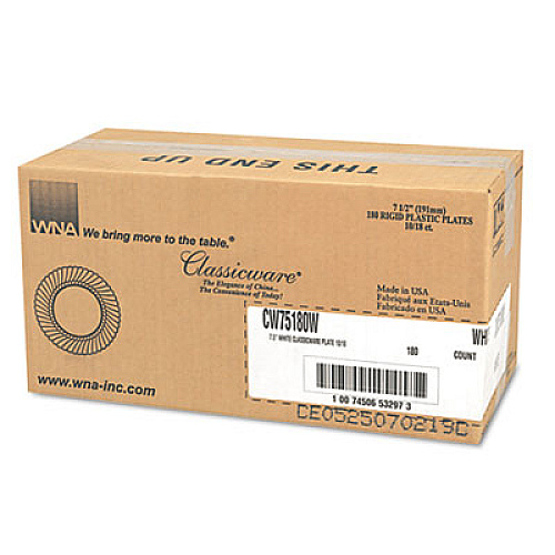 WNA Classicware Plates, Plastic, 7.5" dia, White, 180/Carton (CW75180W)