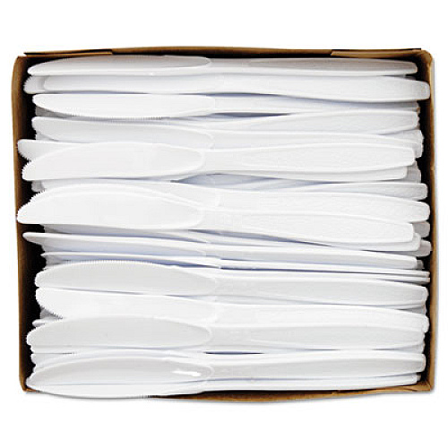 Dart Guildware Extra Heavyweight Plastic Knives, White, 100/Box (GBX6KW0007BX)