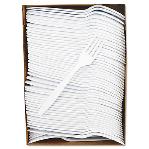 Dart Guildware Extra Heavy Weight Plastic Forks, White, 100/Box (GBX5FW0007BX)